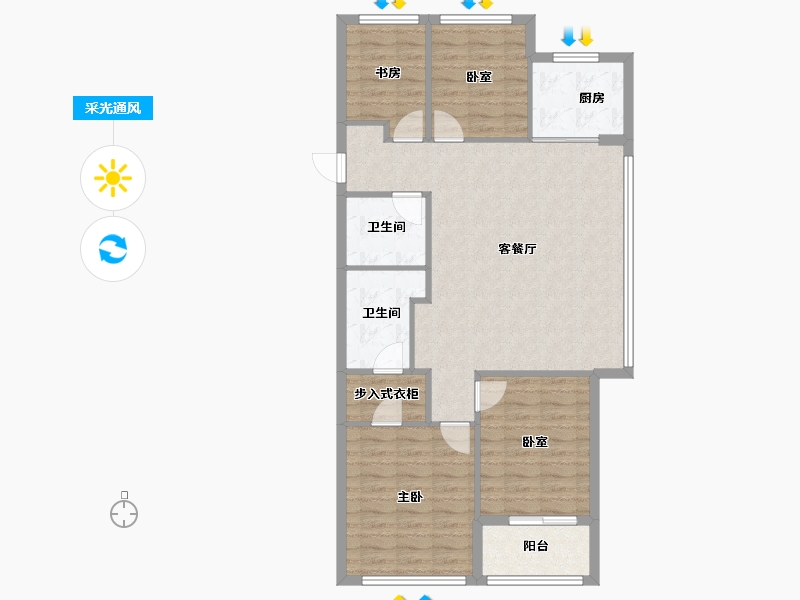 浙江省-杭州市-揽晖美寓-96.42-户型库-采光通风