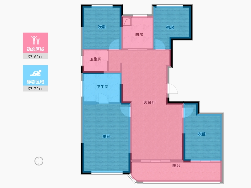 浙江省-金华市-承鑫蓝城城光汇-114.46-户型库-动静分区