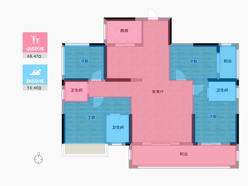 广东省-汕头市-联泰汇悦春天花园三区-112.09-户型库-动静分区