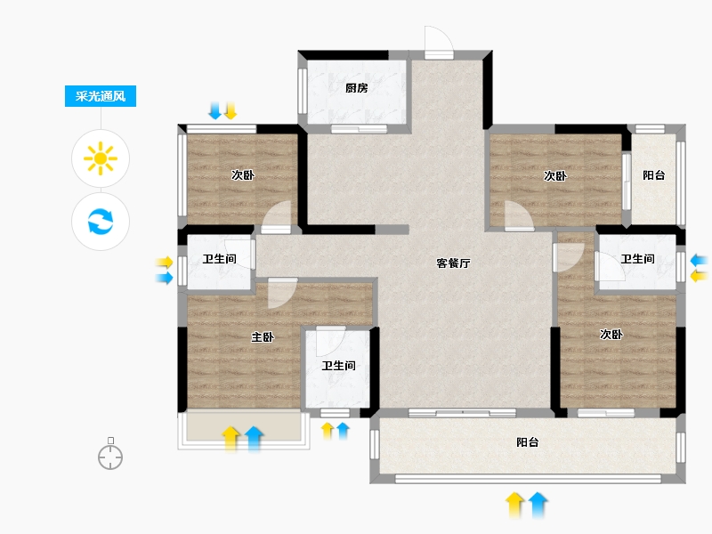 广东省-汕头市-联泰汇悦春天花园三区-112.09-户型库-采光通风