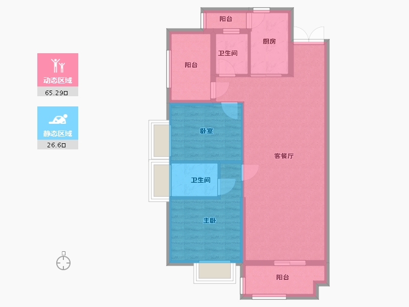 广东省-中山市-金乐上东城-85.60-户型库-动静分区