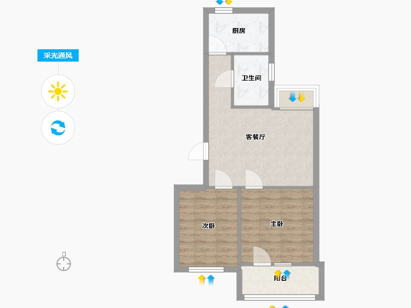 河北省-唐山市-福园小区-55.00-户型库-采光通风