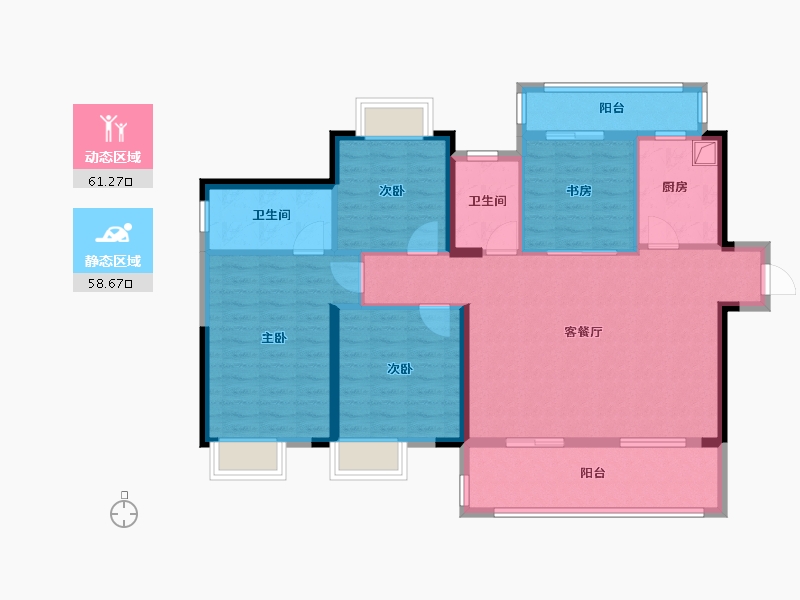 湖北省-宜昌市-银河·东湖雅居-107.29-户型库-动静分区