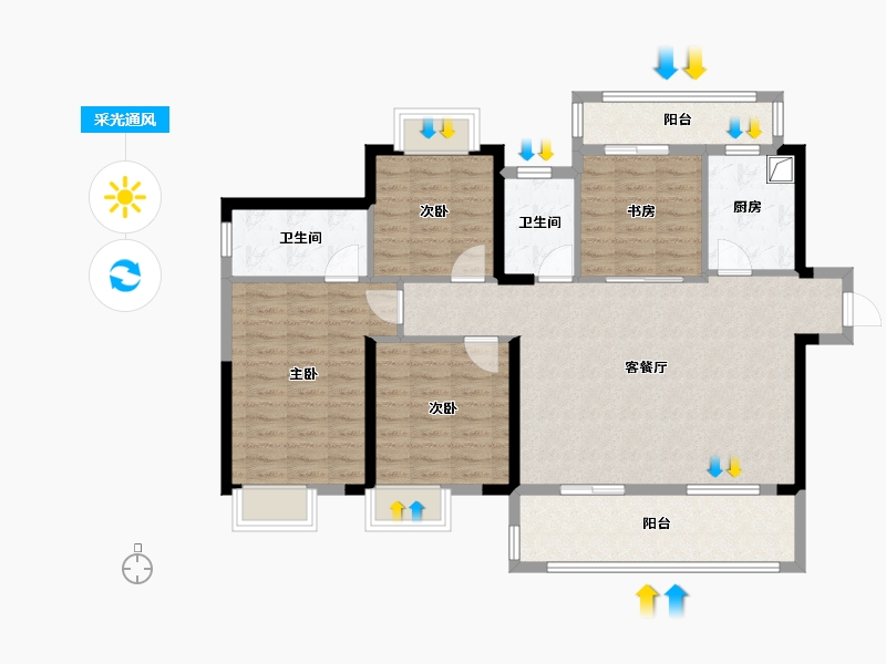 湖北省-宜昌市-银河·东湖雅居-107.29-户型库-采光通风