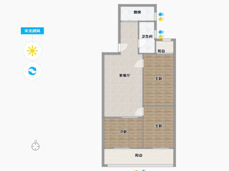 北京-北京市-百万庄南街10号院-104.70-户型库-采光通风