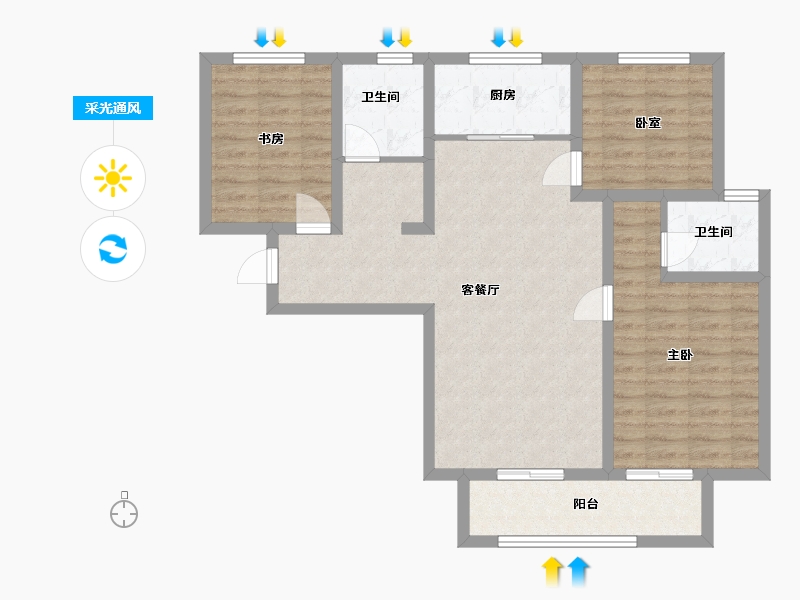 陕西省-西安市-鼎丰源碧馨苑-99.21-户型库-采光通风