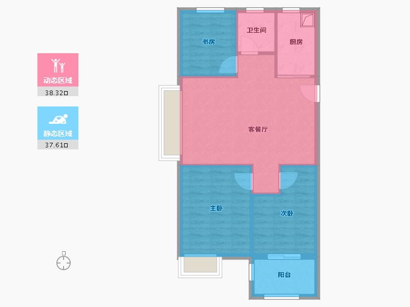 浙江省-宁波市-宁鹭苑-76.42-户型库-动静分区