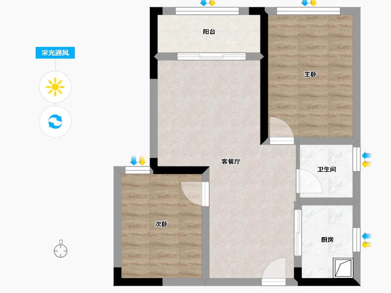 湖南省-株洲市-华晨 山水印象二期-55.00-户型库-采光通风