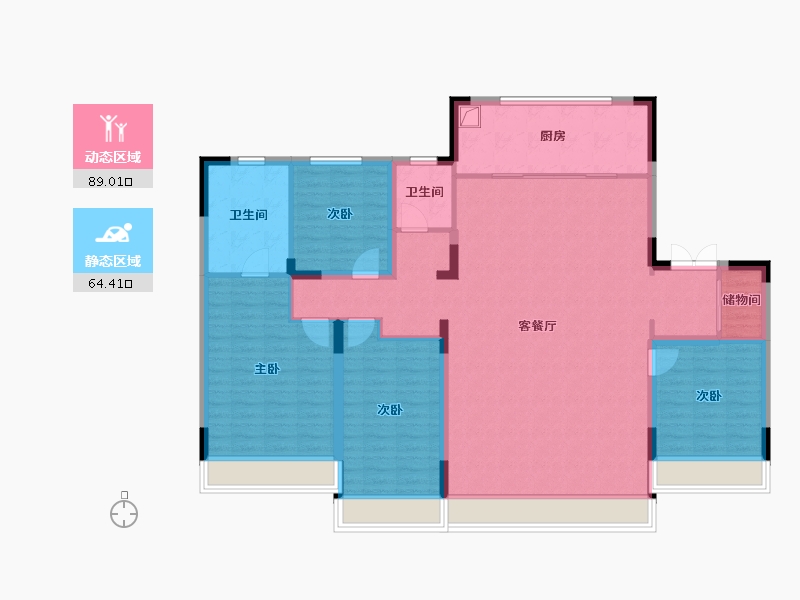 吉林省-长春市-润德·汀蘭云境-139.73-户型库-动静分区