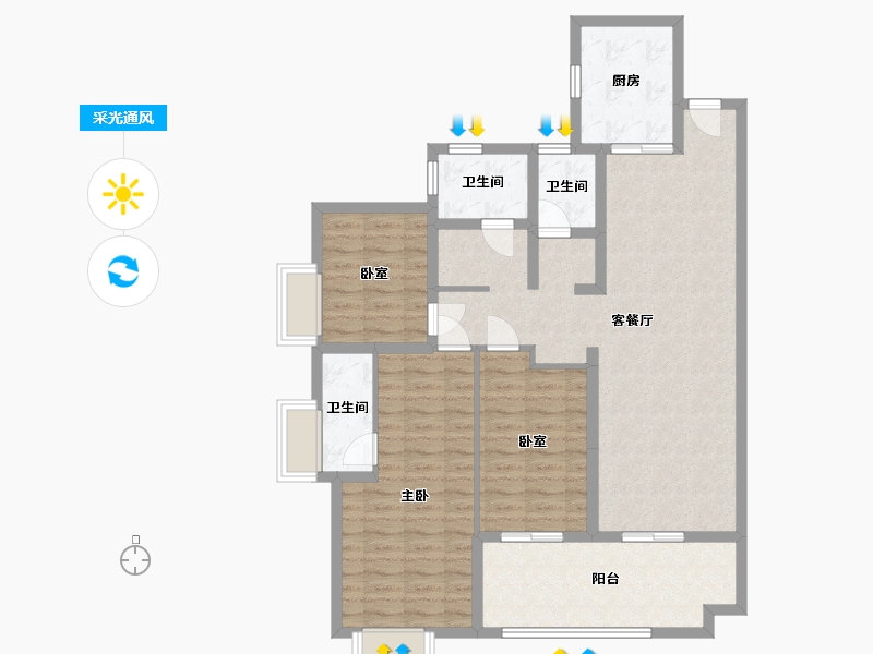 广东省-广州市-保利天汇-108.80-户型库-采光通风