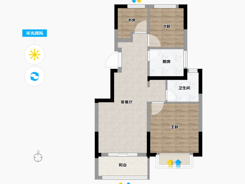 江苏省-南京市-新棠合著-64.00-户型库-采光通风