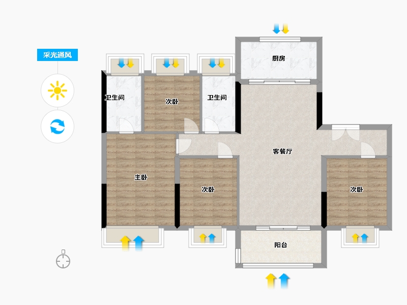 安徽省-合肥市-长城保利和光峯境-104.00-户型库-采光通风