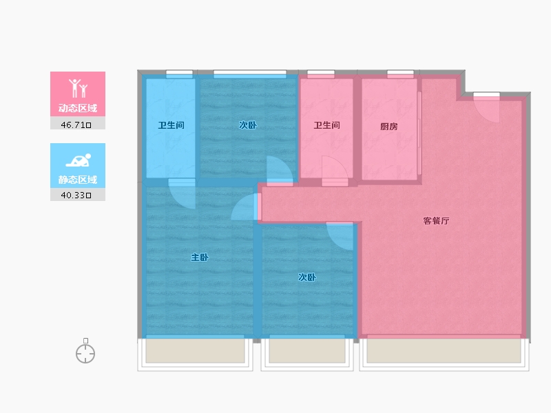 内蒙古自治区-赤峰市-坤厦悦棠湾-87.24-户型库-动静分区