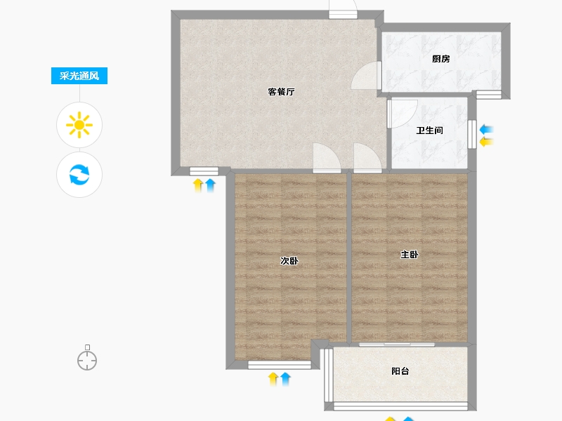 江苏省-淮安市-东一区小区-70.40-户型库-采光通风