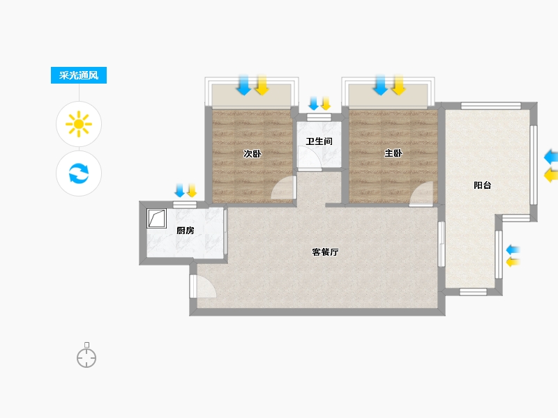 广西壮族自治区-南宁市-绿地朗峯-58.40-户型库-采光通风