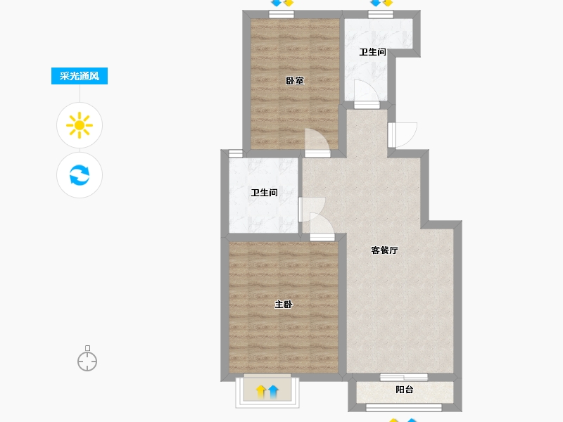 河北省-保定市-金湖未来城-64.67-户型库-采光通风