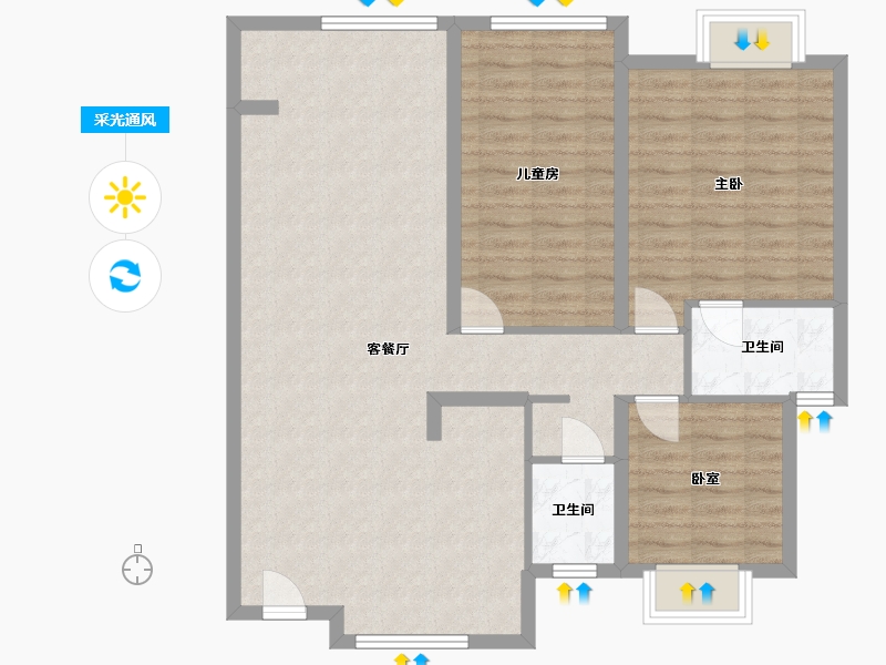 湖南省-长沙市-融创会展上东区-104.00-户型库-采光通风