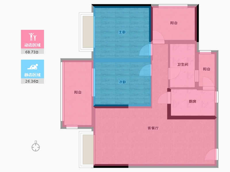 四川省-成都市-恒禾皇冠国际社区-83.89-户型库-动静分区