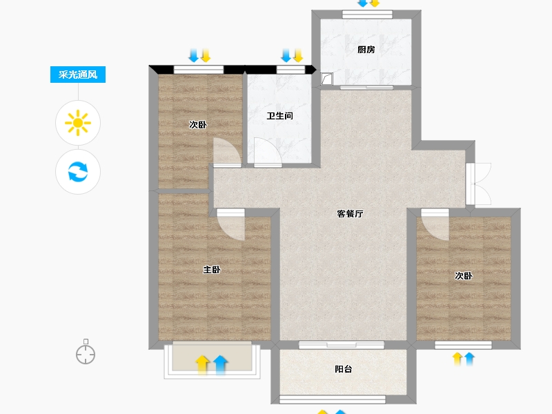 河北省-石家庄市-华誉丽璟苑-73.00-户型库-采光通风