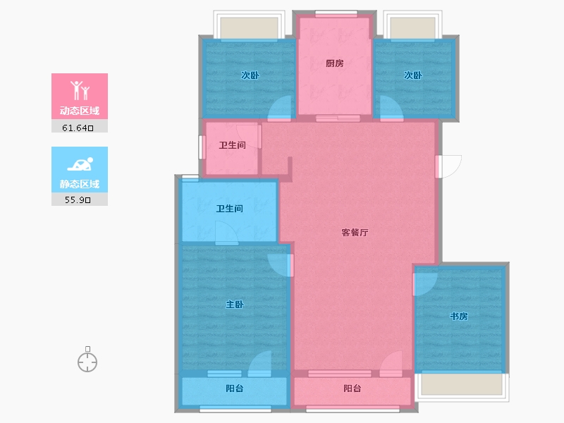 北京-北京市-招商臻园-105.68-户型库-动静分区