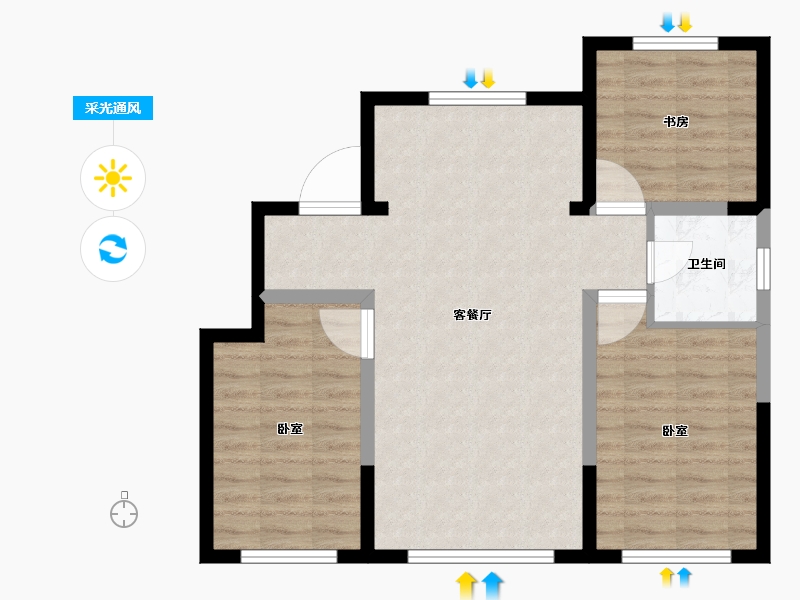 内蒙古自治区-赤峰市-银河湾B区-75.29-户型库-采光通风