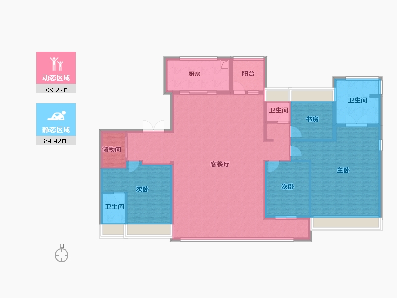 湖北省-武汉市-龙湖御湖境-177.57-户型库-动静分区