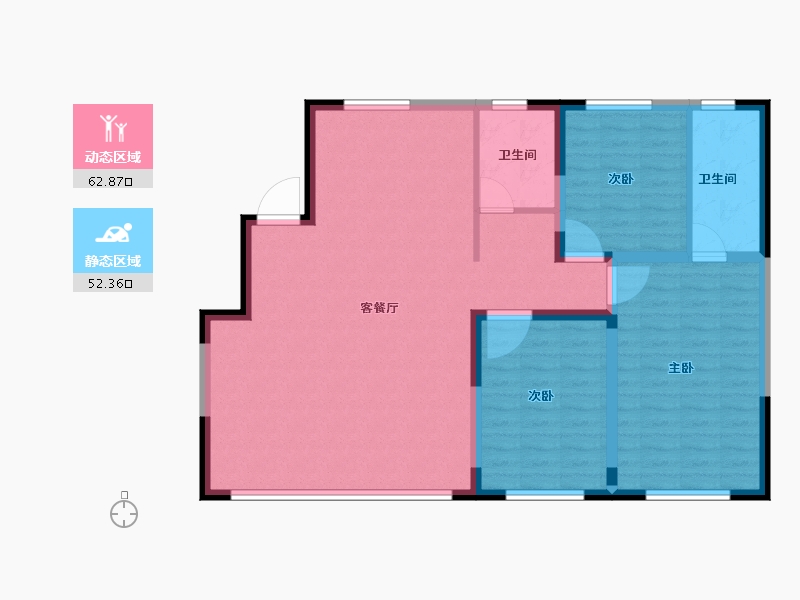 内蒙古自治区-赤峰市-银河湾B区-105.00-户型库-动静分区