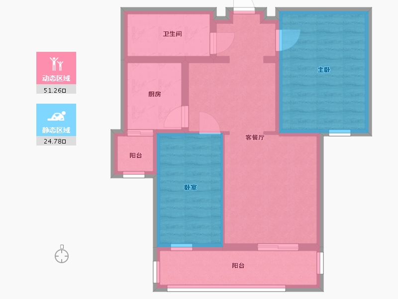 北京-北京市-卧龙小区-66.00-户型库-动静分区