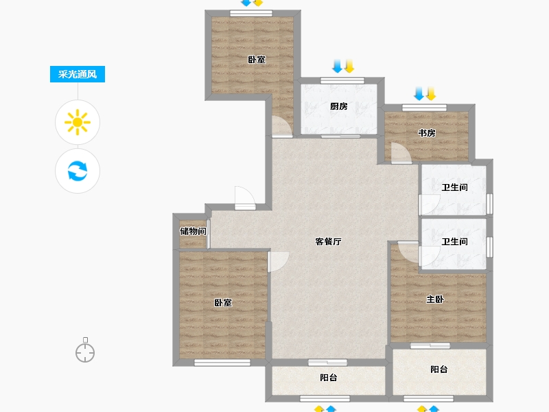 浙江省-宁波市-蒲湖花园-116.00-户型库-采光通风