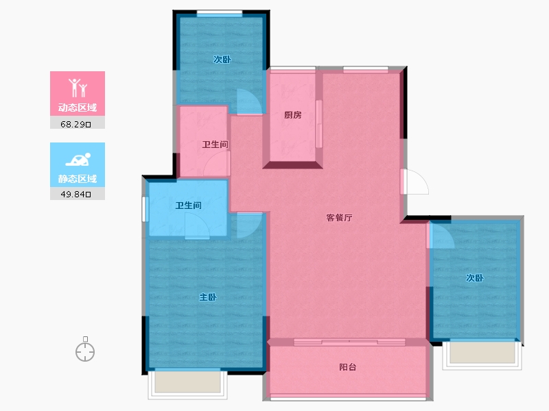 江苏省-苏州市-星河盛世-107.00-户型库-动静分区