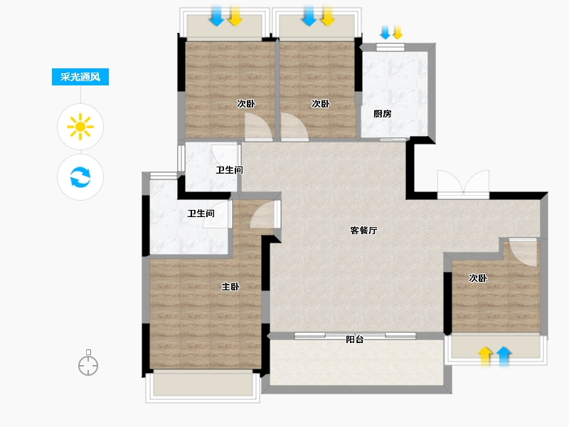 江苏省-苏州市-中信泰富玖阅-104.00-户型库-采光通风