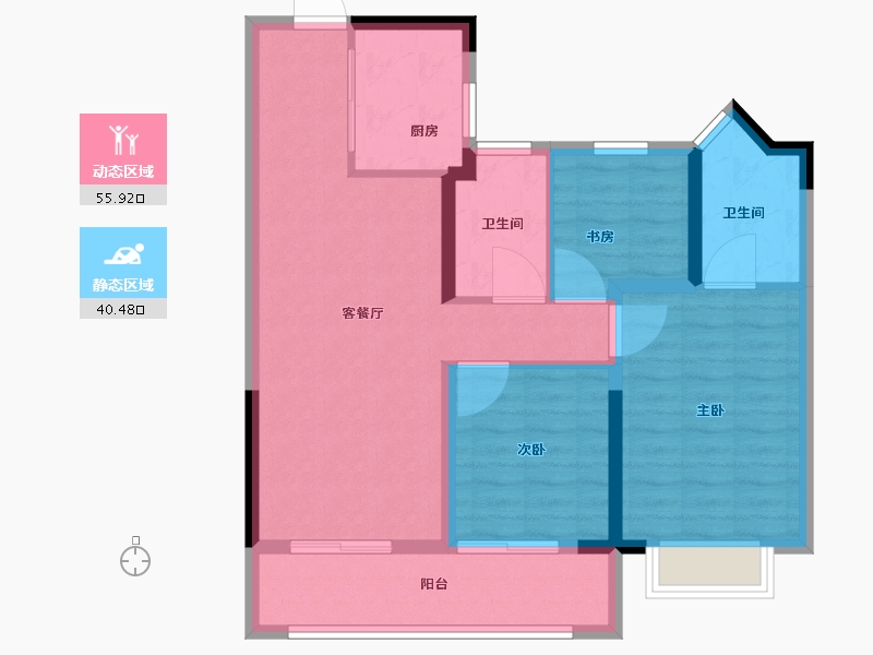 江苏省-苏州市-星河盛世-86.40-户型库-动静分区