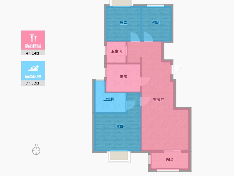 上海-undefined-陆家嘴·滴水涟岸-76.13-户型库-动静分区