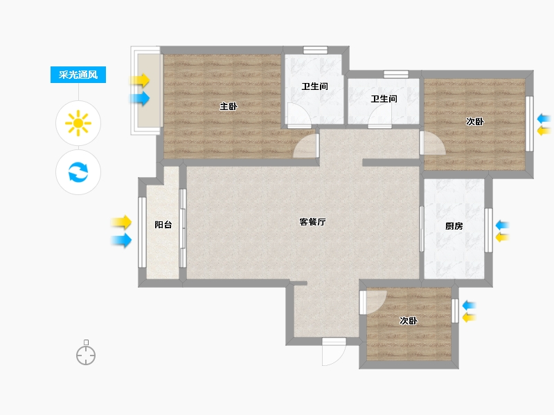 甘肃省-兰州市-金兰府-98.00-户型库-采光通风