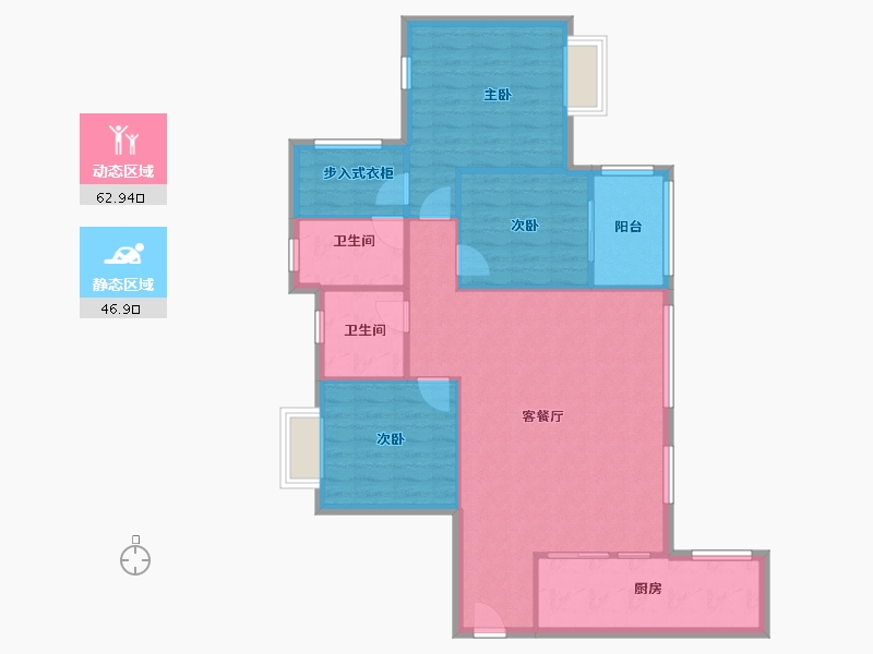 四川省-成都市-招商雍华府二期-95.50-户型库-动静分区