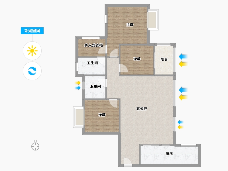 四川省-成都市-招商雍华府二期-95.50-户型库-采光通风