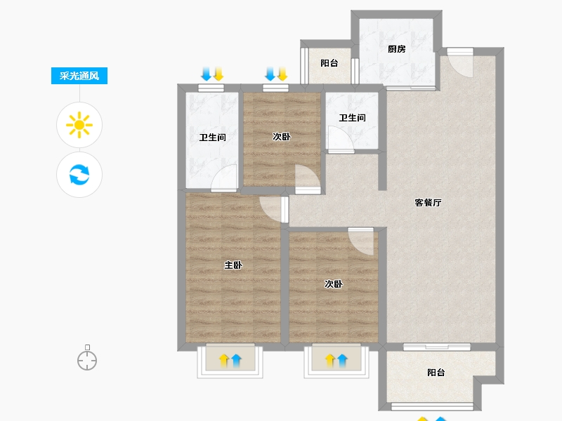 陕西省-西安市-未央城建龙湖·粼云天序-82.20-户型库-采光通风