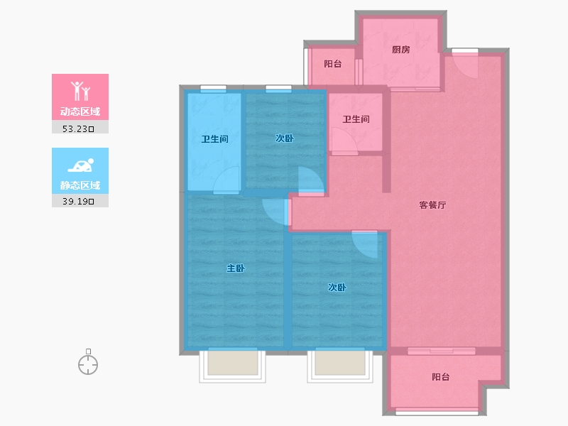 陕西省-西安市-未央城建龙湖·粼云天序-82.20-户型库-动静分区