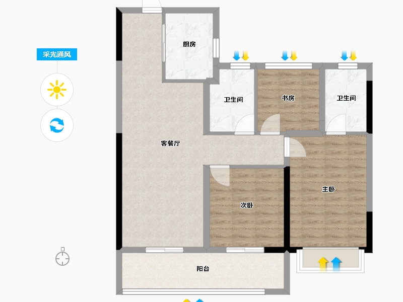 江苏省-苏州市-星河盛世-90.00-户型库-采光通风