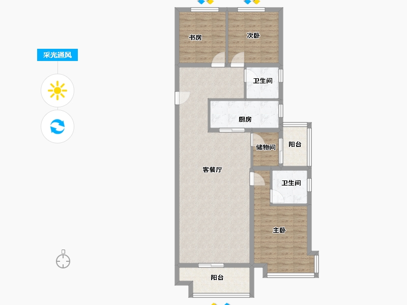 陕西省-西安市-未央城建龙湖·粼云天序-102.95-户型库-采光通风