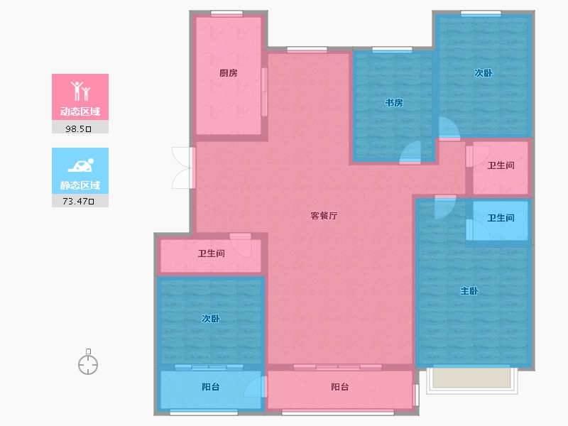 内蒙古自治区-乌兰察布市-晟泰家园-156.34-户型库-动静分区