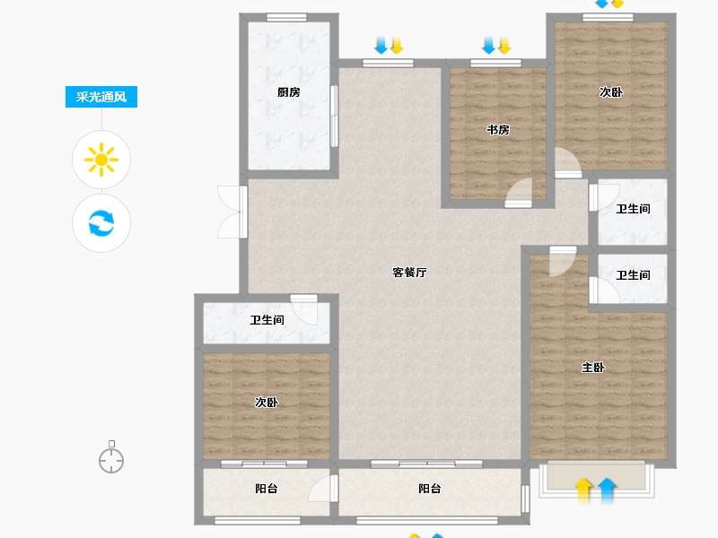 内蒙古自治区-乌兰察布市-晟泰家园-156.34-户型库-采光通风