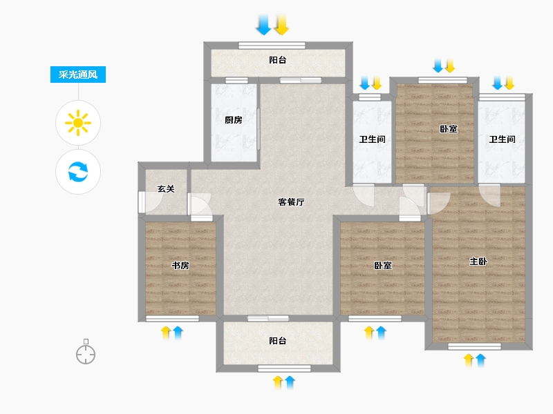 广西壮族自治区-贵港市-西山泉十里江湾-120.00-户型库-采光通风