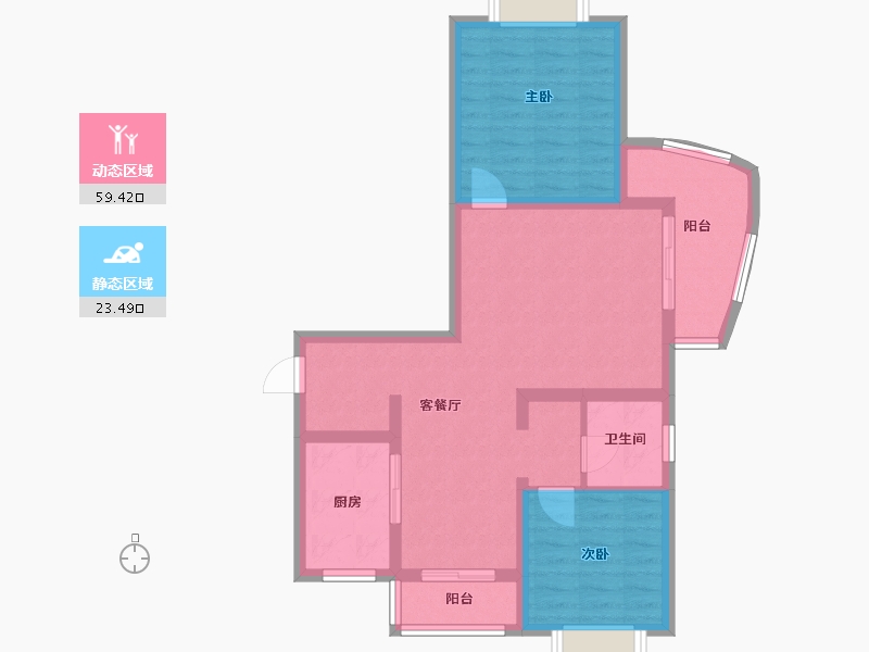 上海-上海市-恒力锦沧花园-65.00-户型库-动静分区