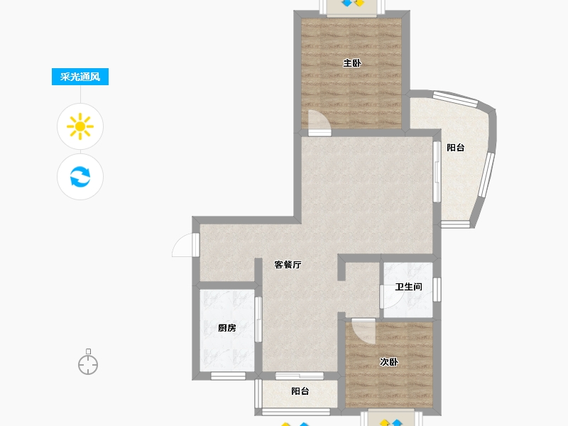 上海-上海市-恒力锦沧花园-65.00-户型库-采光通风