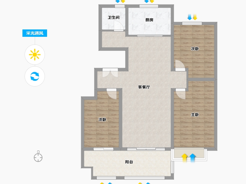 山东省-临沂市-世纪名筑-110.00-户型库-采光通风