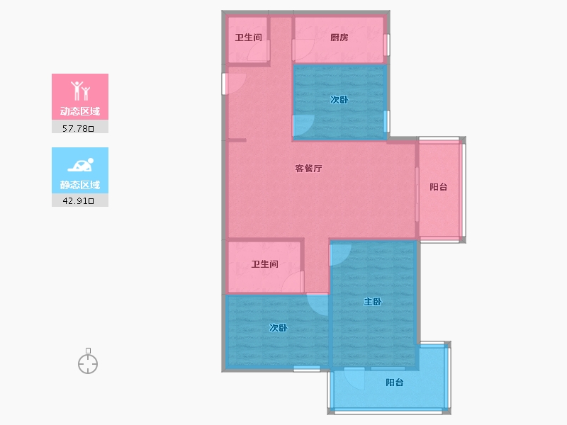 北京-北京市-蓝旗营小区-96.00-户型库-动静分区