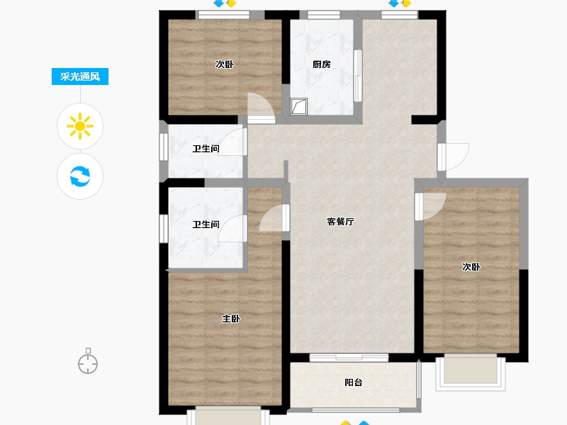 山西省-太原市-阳光尚都-100.00-户型库-采光通风