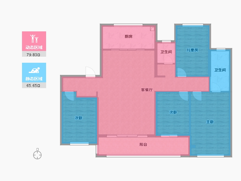 江苏省-南通市-万科官山望-132.00-户型库-动静分区