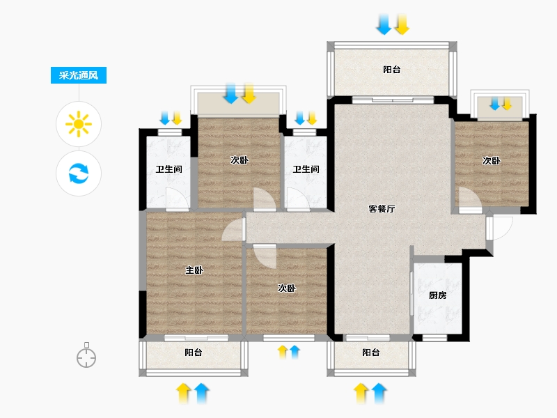 广西壮族自治区-南宁市-印象愉景湾-98.40-户型库-采光通风